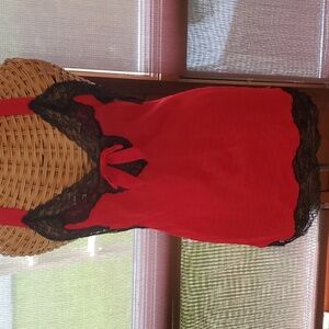 Red with black lace nightie